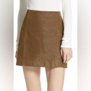 Free People Modern Femme Vegan Suede Mini Skirt Chestnut Size 2